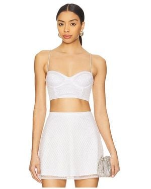 For Love & Lemons Glitter Grid Bustier Top - White