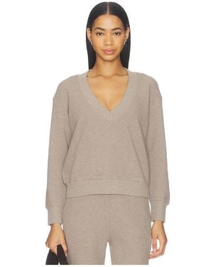 Negative Underwear Suéter Cuello En V Profundo Waffle Knit En Color Taupe Talla (También En Xs, Xxl) - Neutro