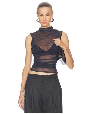 Enza Costa Mesh Sleeveless Twist Top - Blue