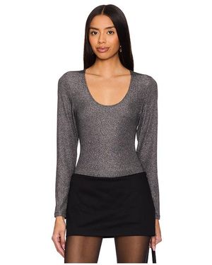 LNA Jacinda Lurex Rib Long Sleeve トップ - ブラック