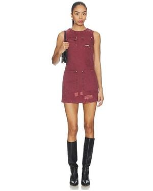 PRIVATE POLICY Distressed Canvas Dress - Red