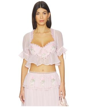 For Love & Lemons Rae Rose Crop Top - Pink