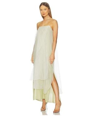 SWF Vestido Largo Transparente Tipo Lencero En Color Verde Salvia Talla (También En S) - Blanco