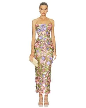 Bronx and Banco Iris Floral Maraya Strapless Ankle Dress - White