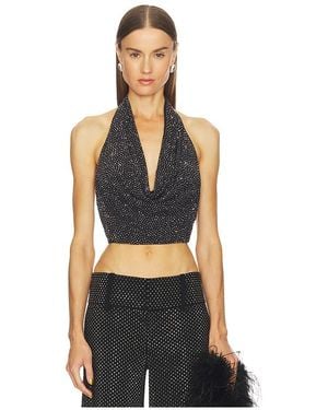 Alice + Olivia Dani Embell Deep Cowl Tie Halter Top En Color Negro Talla (También En S, Xs)