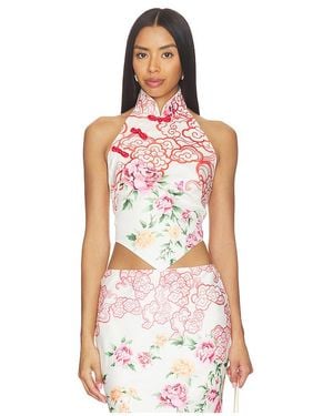 SAU LEE Fiora Top En Color Blanco, Rosado Talla (También En 2, 4, 6, 8, 10) - Rojo