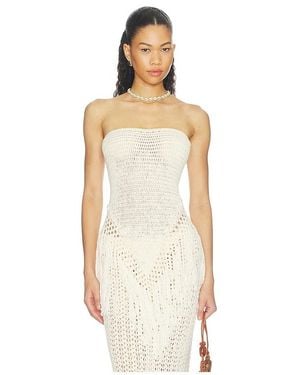MORE TO COME Arna Strapless Crochet Top - White