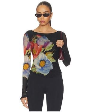 Free People Lilly Printed Long Sleeve Top - Blue