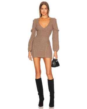 Michael Costello X Revolve Malina Deep V Neck Knit Dress - Natural