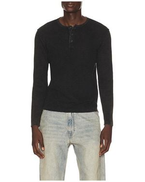 Schott Nyc Stonewashed Henley Jumper - Black
