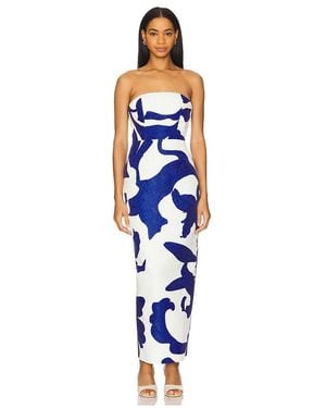 MILLY Orion Camellia Floral Jacquard Dress - Blue