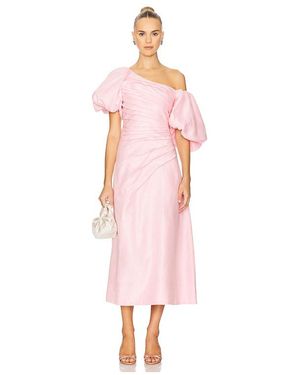 Aje. Cadence Ruched Midi Dress - Pink