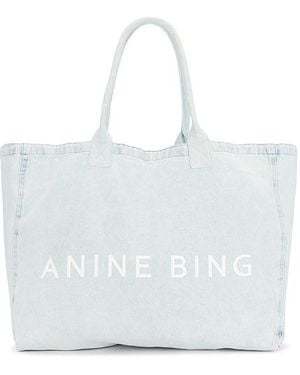 Anine Bing Leo Denim Tote Bag - White