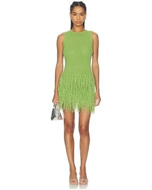 MORE TO COME Lita Fringe Knit Mini Dress - Green