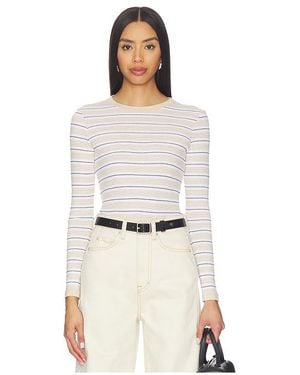 Enza Costa Cotton Stripe Classic Long Sleeve Tee - Natural