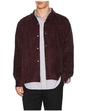 Needles Fringe Open Collar Shirt Rayon Corduroy - Brown