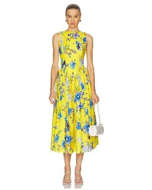 Hemant & Nandita Boat Neck Midi Dress - Yellow