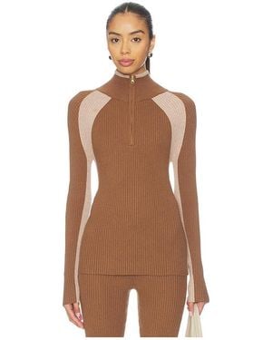 Varley Bellings Half Zip Knit Top - Brown