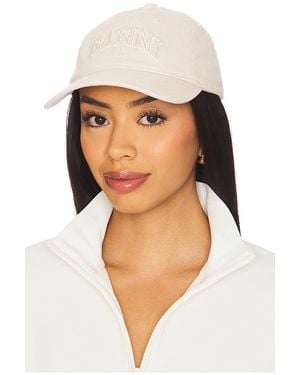 Ganni Washed Cotton Canvas Embroidered Cap - Natural