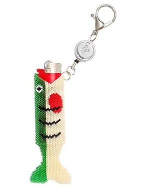 Edie Parker Beaded Fish Retractable Lighter Keychain - Black