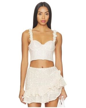 PATBO Lara Crochet Corset Top - White
