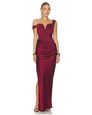 Alex Perry Off Shoulder Longline Sweetheart Drape Column Dress - Red