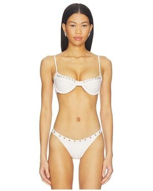 With Jean Julia Eyelet Bikini Top - Natural