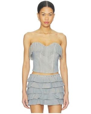 Lamarque X Revolve Gianni Fringed Suede Bustier Top - White