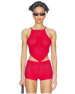 Lovers + Friends Daniella Pointelle Tie-Back Tank - Red