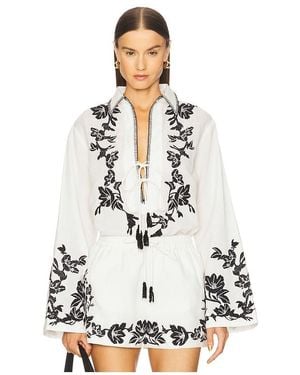 Hemant & Nandita Drop Shoulder Collared Tunic - White