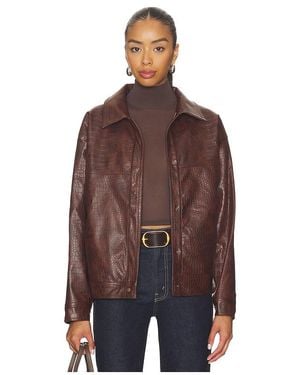 SNDY'S Wendy Croc Pu Leather Jacket - Brown