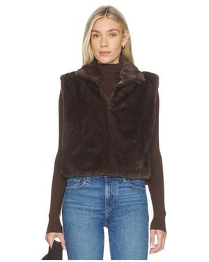 Line & Dot Dane Faux Fur Top - Black