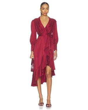 Zimmermann Petite Silk Wrap Midi Dress - Red