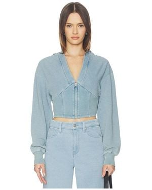 GOOD AMERICAN Jeanius Zip Up Hoodie - Blue