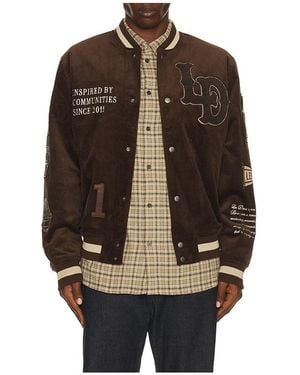 Les Deux Corduroy Varsity Jacket - Black