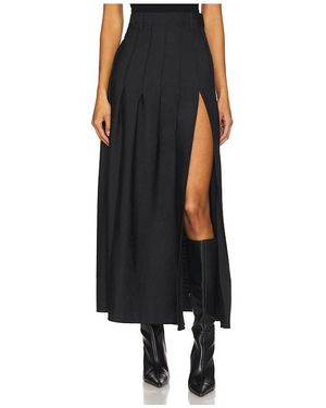 Apres Studio Pleated Wool Maxi Skirt - Black