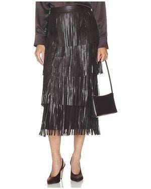 Simon Miller Za Za Faux Leather Fringe Skirt - Black