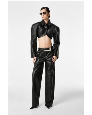 REVOLVE LOS ANGELES Agnes Cropped Leather Jacket - Black