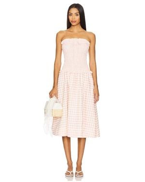 For Love & Lemons Petal Gingham Midi Dress - White