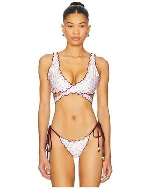 Kulani Kinis Lettuce Edge Wrap Bikini Top - Multicolor