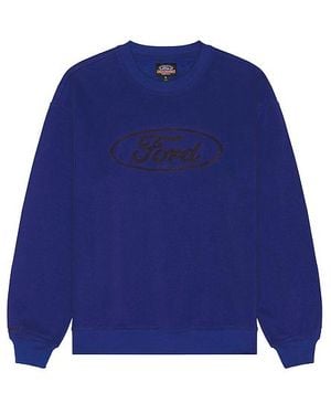 Brixton X Ford Number One Relaxed Fleece Crew Sweatshirt - Blue