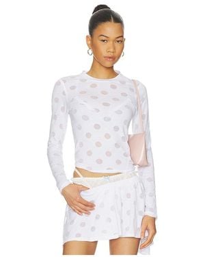 Jaded London Burnout Polka Dot Top - White