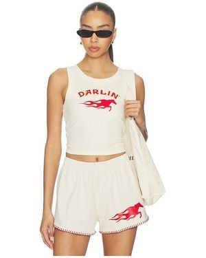 Darling Hot Bronc Crop Tank - White