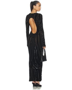 Balmain Langes Kleid Zebra - Schwarz