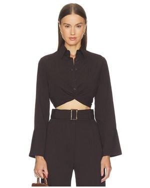 Matthew Bruch Top Con Botones Twist Button Up Top En Color Marrón Talla (También En M, S, Xs) - Negro