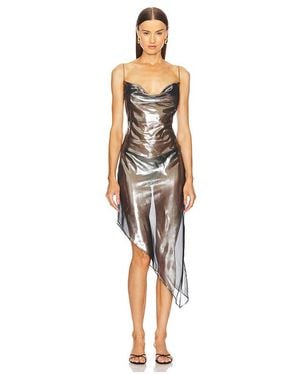 Nbd Vestido The Harley En Color Plateado Metálico Talla En - Gris