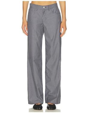 Rag & Bone Saige Low-Rise Stripe Poplin Pant - Blue