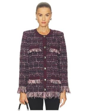 L'Agence 'Agence Kastoria Fringe Trim Cardi - Purple