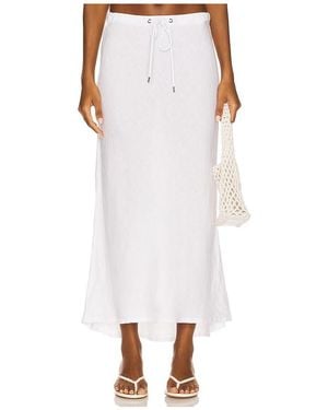 James Perse Bias Cut Linen Drawsting Skirt - White