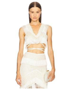 PATBO Samba Fringe Top En Color Ivory Talla (También En 6, 8) - Blanco